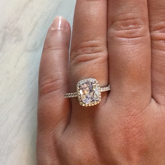 18K White Gold Filled Created Sapphire 💍Ring - Picture 7 of 9